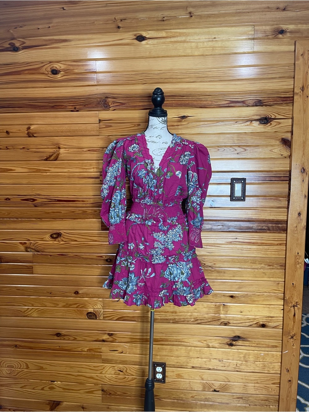 Love the Label Wanda Magenta Mini Dress with Tiered Ruffle Hem